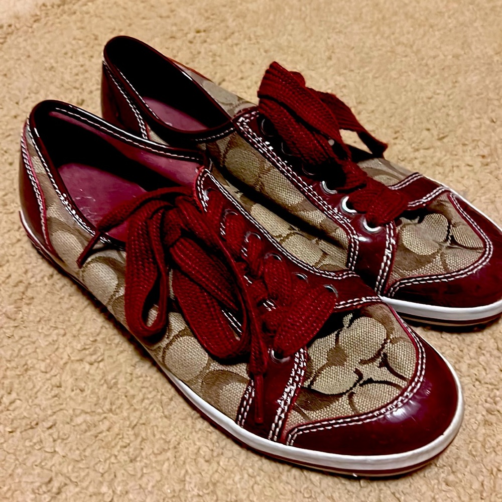 COPY - Coach tennis shoes with Maroon accent